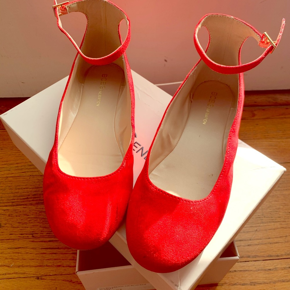 BCBG Red Women’s Flats with Ankle strap